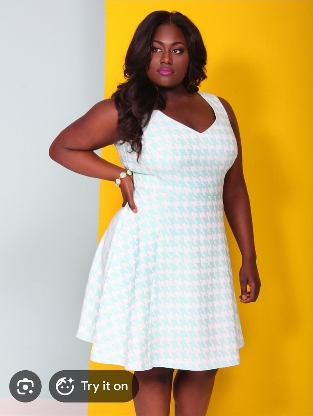 Lane Bryant Christian Siriano Houndstooth Minty Dress Cocktail Part Dress